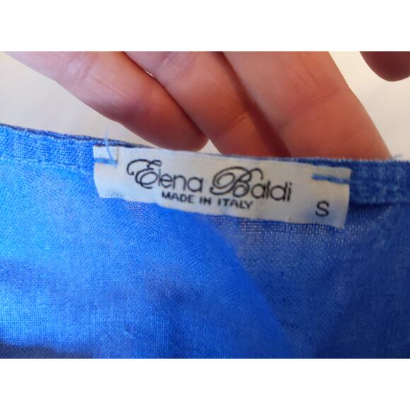 Elena Baldi 100% Linen Blue Swim Cover Up Beach Dress Size S Made in Italy - Picture 3 of 9